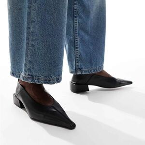 ASOS design the Lorelei black pointed toe block heel flats size 39